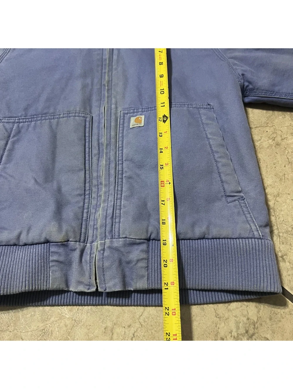 Carhartt Kids Periwinkle Blue Dark Gray Sherpa LIned Hoodie Full Zip Canvas Med
